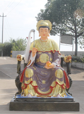 树脂玻璃钢鎏金彩绘碧霞元君佛像