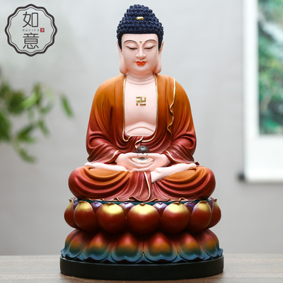 佛像妙弘树脂粉彩三宝佛包邮