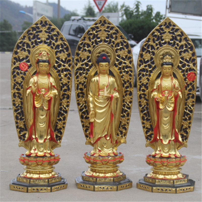 东方寺庙树脂贴金彩绘佛像