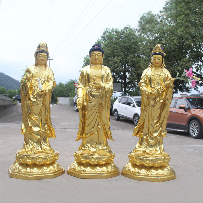 寺庙玻璃钢西方三圣观音菩萨佛像