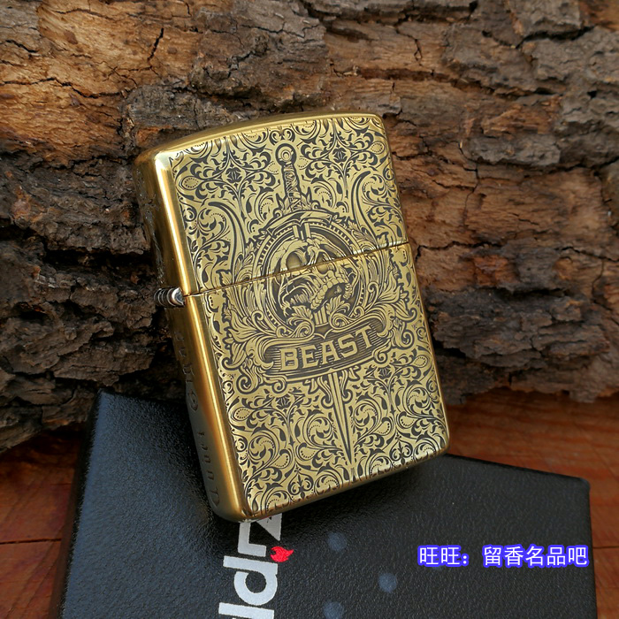 美国原产ZIPPO/芝宝火机 超厚铜壳盔甲机 魔鬼圣经全铜防风火机