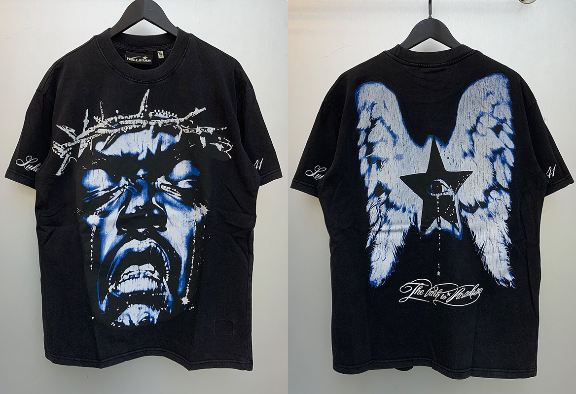 thumbnail for American street short-sleeved vintage print loose wash T-shirt