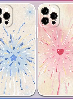 油画多彩烟花手机壳适用于苹果15promaxOPPOA92s华为VIVO小米三星