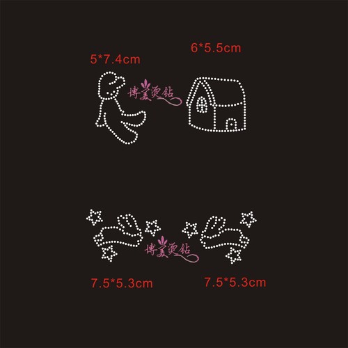手套烫钻小兔子图案卡通烫钻208