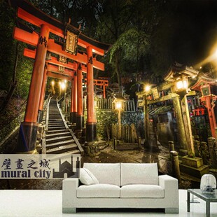 日本稻荷神山大社壁纸日式推理剧本杀墙纸京都千本鸟居墙布壁画布