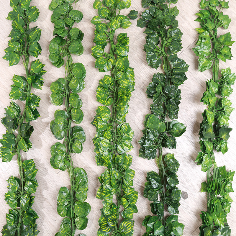 仿真绿植彩印爬山虎绿萝葡萄海棠叶藤 客厅酒店装饰假绿叶植物藤