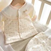 宝宝夹棉分体套装 40克薄棉高腰护肚纯棉保暖内衣婴幼儿春秋两件套