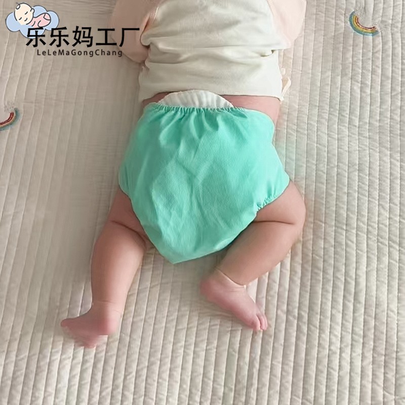 2条按扣纯棉可洗防水尿布固定裤