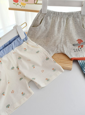 小童短裤纯棉外穿大pp裤灰白蓝色可开档运动沙滩男宝宝短裤夏季薄