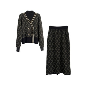 小香风毛衣套装裙女秋冬季内搭活泼减龄富家千金穿搭半身裙两件套