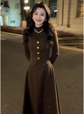 YT80692秋冬装搭配一整套小香风高级感连衣裙早秋款穿搭套装爆款