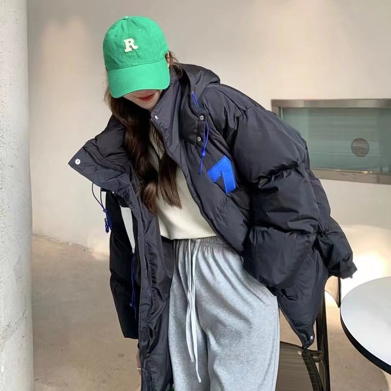 冬季白鸭绒羽绒服费情侣款面包服加厚保暖棉衣棉服港风短款外套女