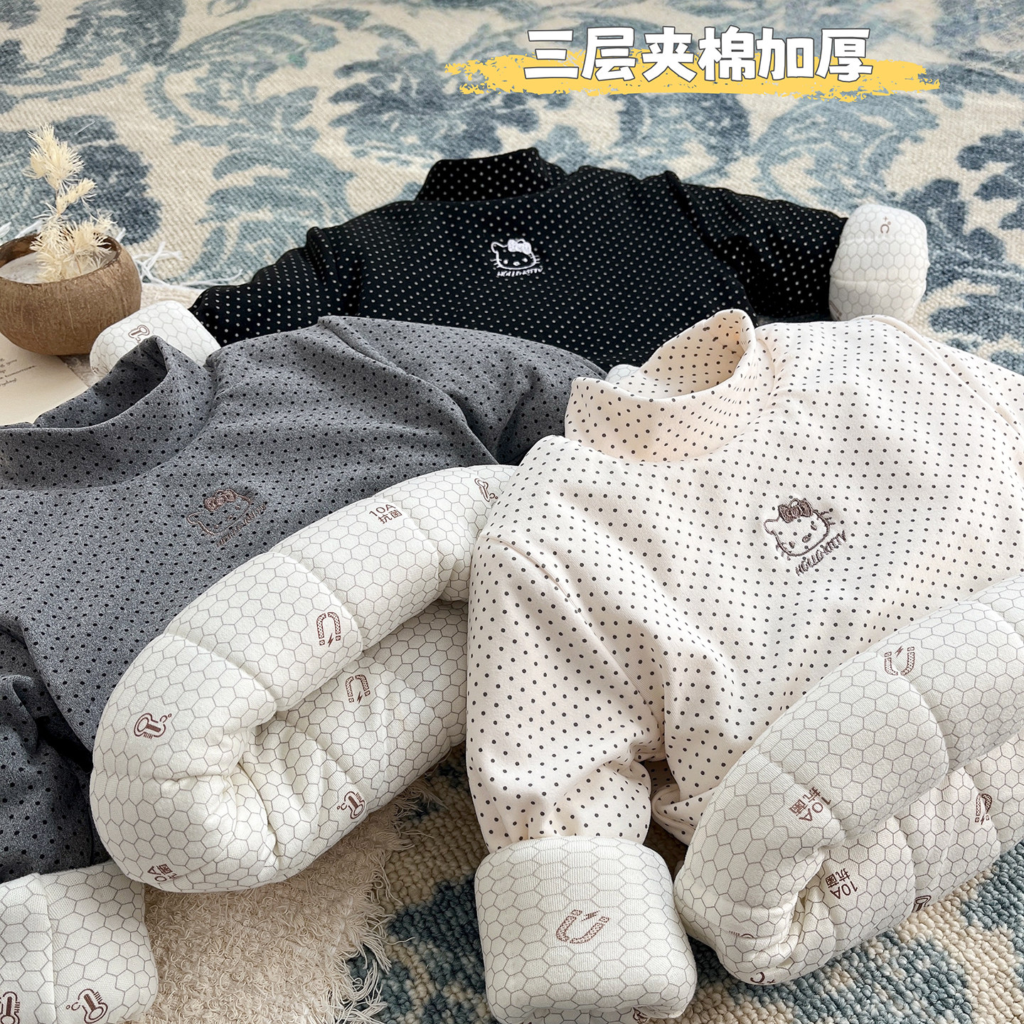 女童三层夹棉加厚保暖棉衣
