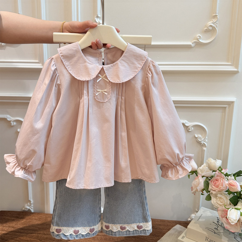 春季新款女童长袖衬衫女宝宝韩版休闲时尚衬衣儿童洋气上衣童装潮
