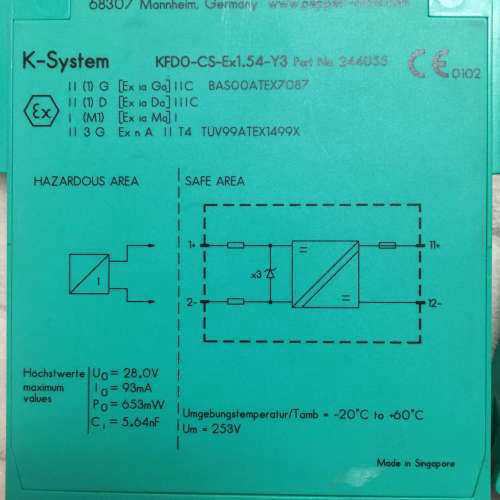PEPPERL+FUCHS KFDO-CS-Ex1.54倍加福 KFD0-CS-Ex1.54-Y3 244055