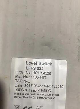 原装Baumer 堡盟 LFFS 032 11054472 101794536 液位开关询价