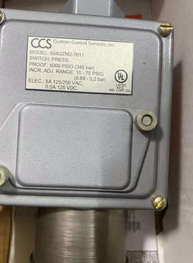 CCS压力开关 604GZM2-7011 5000PSIG 345BAR 165A100N3 081718002