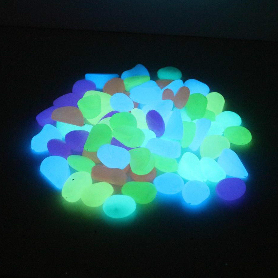 七彩夜光石夜明珠荧光石发光石鱼缸  造景石头底部夜光石头底石砂