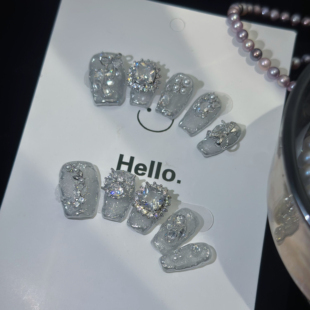 满锆石纯手工穿戴甲重工小钻清冷气质千金感文艺 603短梯