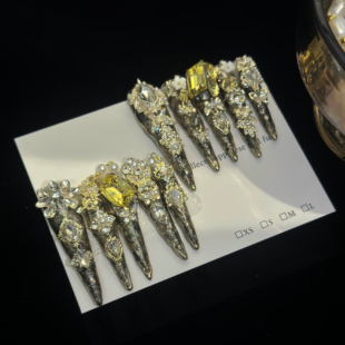 超长5.4cm重工纯手工穿戴甲小众白女御姐清冷贵气感爆闪 606