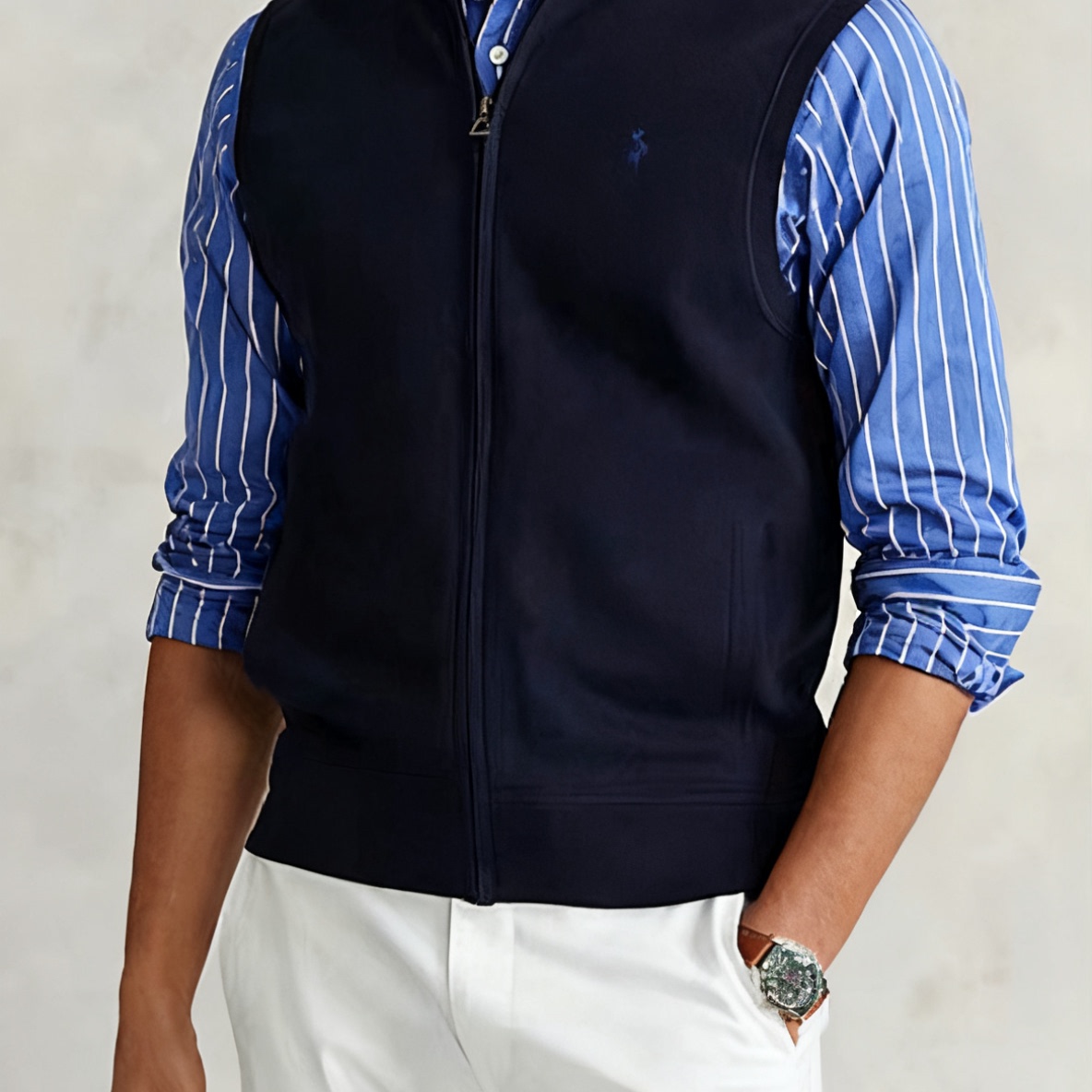 美式老钱风春秋男士商务休闲拉链针织背心百搭时尚马甲外套内搭,男装,常规马甲,淘宝优惠券,粉丝福利购,淘宝优惠卷