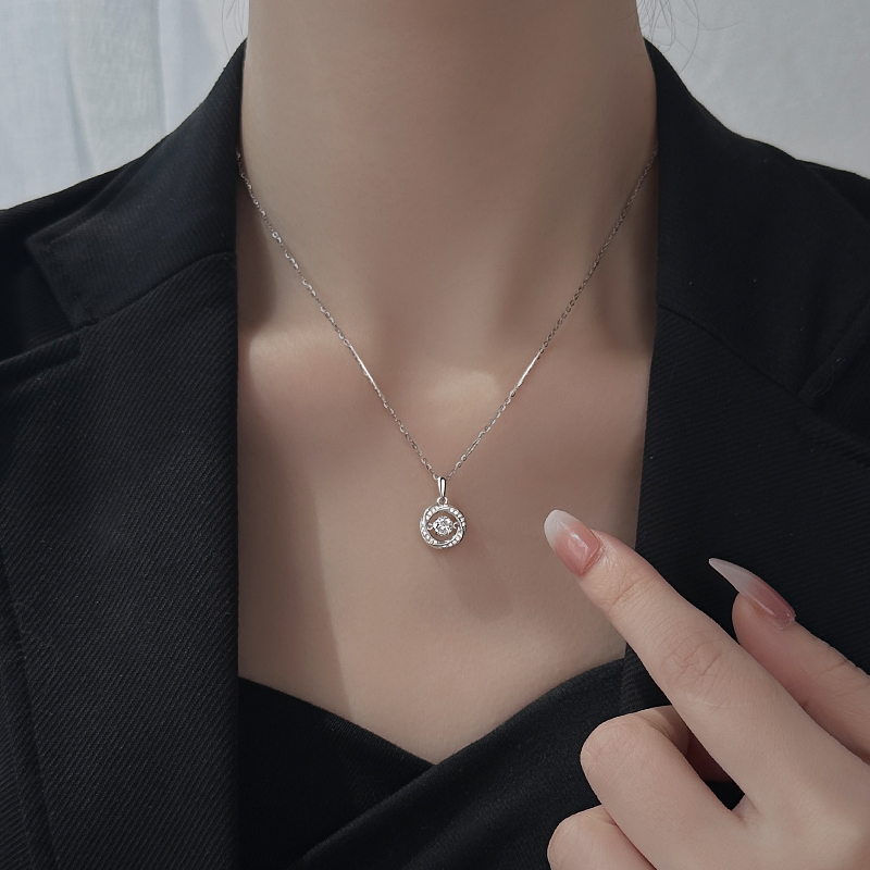 银奥女跳动的心锁骨链