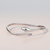 纯银蛇形手镯女设计开口小众蛇年本命年生肖手环礼物镯子女友闺蜜