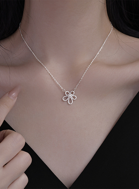 银奥999纯银花朵锁骨链女锁骨链
