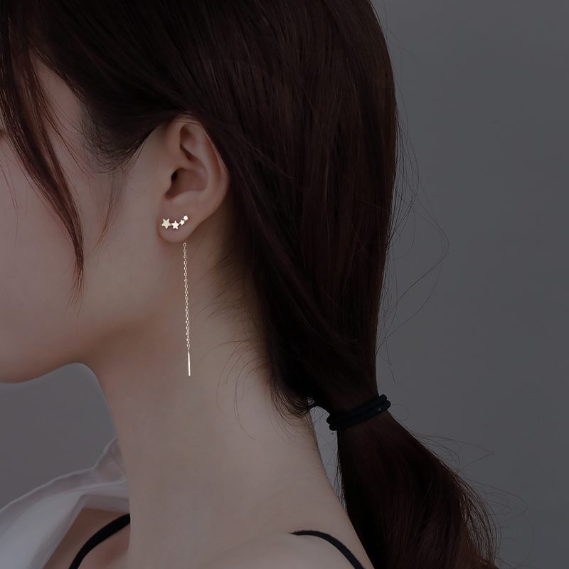 925纯银耳环女秋冬ins长款流苏