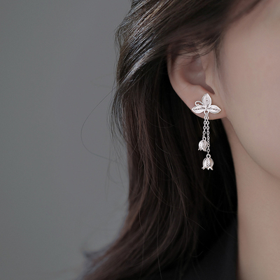 银奥999足银铃兰花耳环
