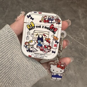 蝴蝶结KT猫适用于airpodspro2保护套耳机壳新款三代airpods4二代耳机壳苹果pro3耳机保护套无线蓝牙耳机外壳