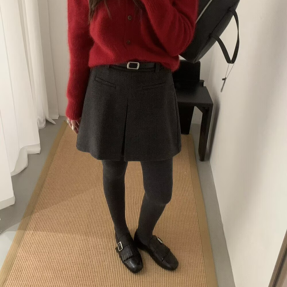 韩系百搭休闲加厚半身裙