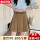 a字裙短裙学院风 遮胯2026半身裙显瘦西装 百褶裙女春季 卡其色大码