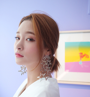 爆款韩国大耳环多个镂空五角星流苏夜店耳圈韩版耳环耳钉耳坠耳饰