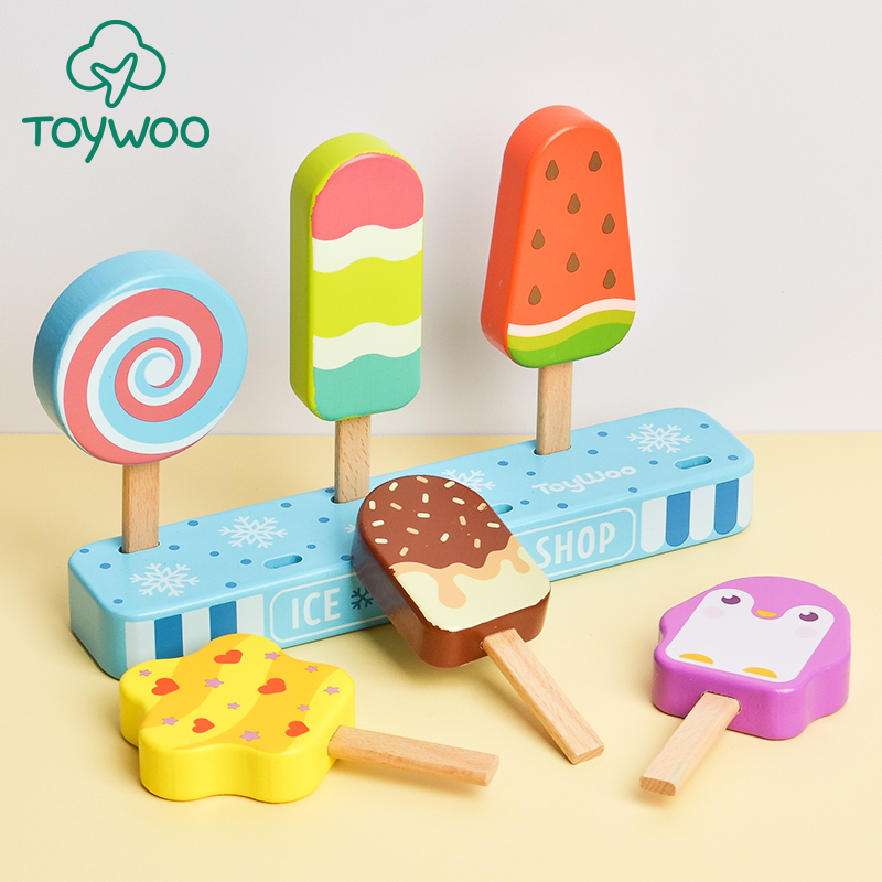 ToyWoo儿童过家家玩具男女孩家庭六一礼物木制厨房仿真冰淇淋货架