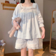 短裤 纯棉短袖 韩版 甜美学生公主风薄款 女 夏季 宽松休闲两件套装 新款