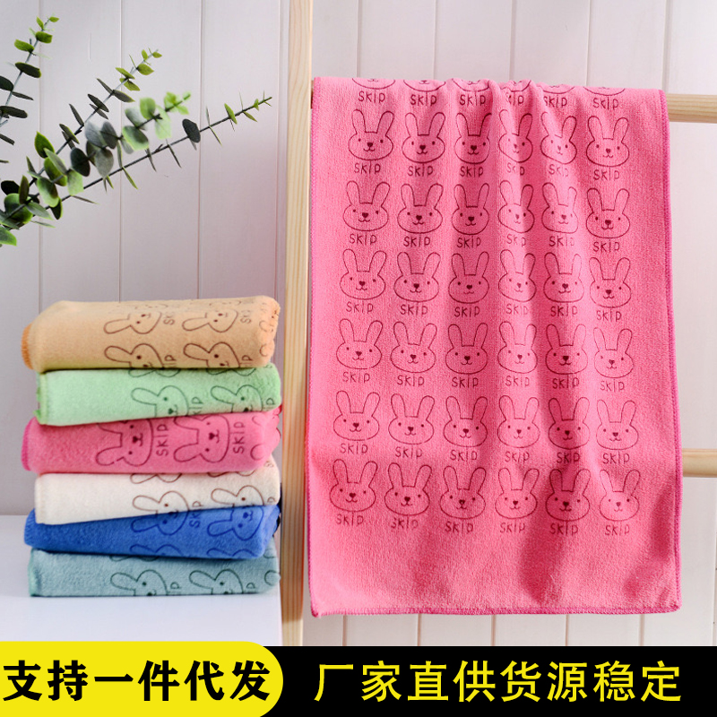 印花小兔头擦头发速干毛巾吸水不掉毛洗脸家用成人理发店美容店巾