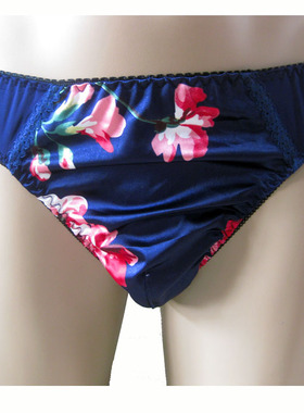 男士内裤女性化设计仿真丝（有囊袋）三角内裤透气CD变装舒适底裤