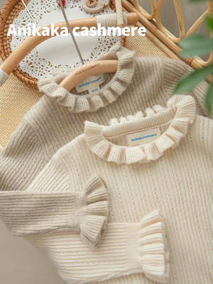 白搭秋冬女童山羊绒纯色长袖套头