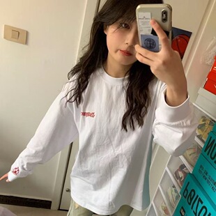 高级感小火苗卫衣美式高街火花刺绣情侣装t恤男女长袖春秋打底衫