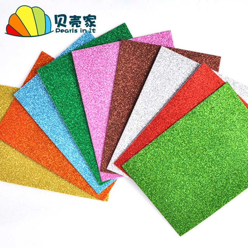 海绵纸背面带胶闪光金葱厚金粉泡沫纸eva亮光儿童手工diy压花纸