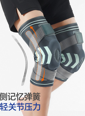 双绑带硅胶篮球板保护透气骑行护具运动护膝防损伤健身男女膝盖