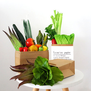 仿真水果蔬菜模型送纸袋套装 饰摆件 餐厅厨房橱柜假蔬果道具装