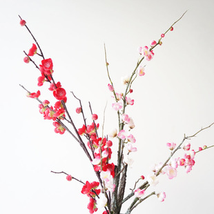 Lmdec落地仿真花饰 仿真桃花绢花 客厅装饰假花花瓶摆设花