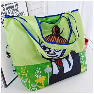 日本卡通折叠购物袋环保单肩大容量布包可爱阿美绿色轻便结实旅行