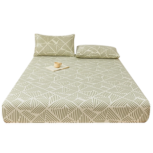 夏季纯棉老粗布床笠床罩单件加厚棉麻布料凉席三件套床单床套全包