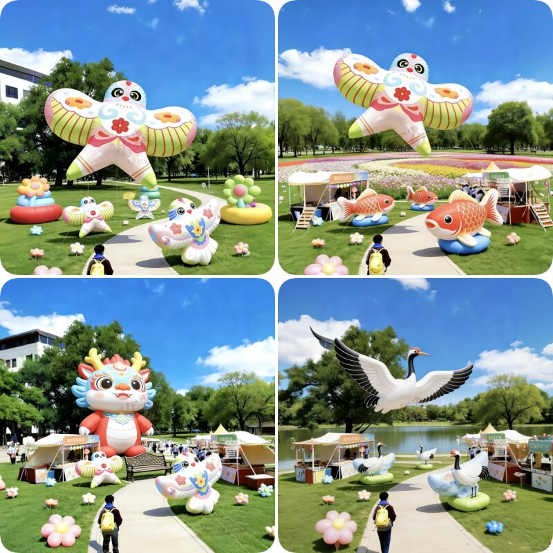 定制风筝燕子龙小鸟春日惬意丹顶鹤仿真充气气模商场户外活动打卡