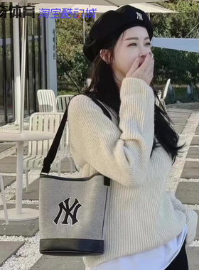 MLB 水桶托特春秋新款斜挎男女时尚帆布简约百搭单肩包 3ABMS072N