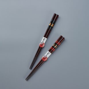 日本进口 山中漆器 木制漆器金葫芦图筷箸 日式漆器餐具筷箸 筷子