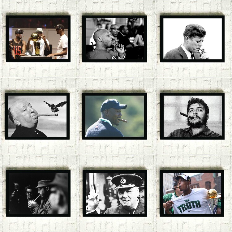 定制雪茄男明星烟草卷烟抽雪茄男雪茄吧黑框装饰画照片墙